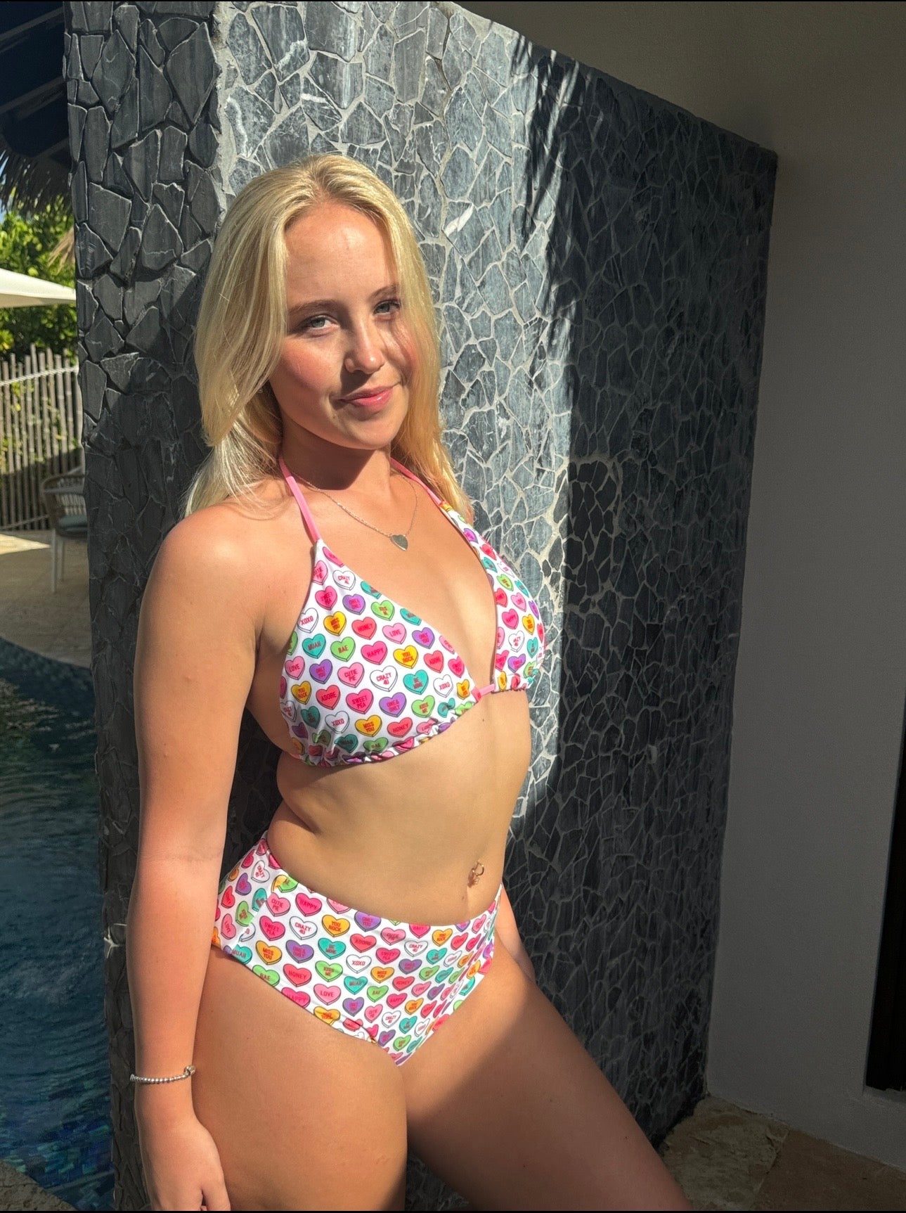Heart Print High Waisted Bikini Set